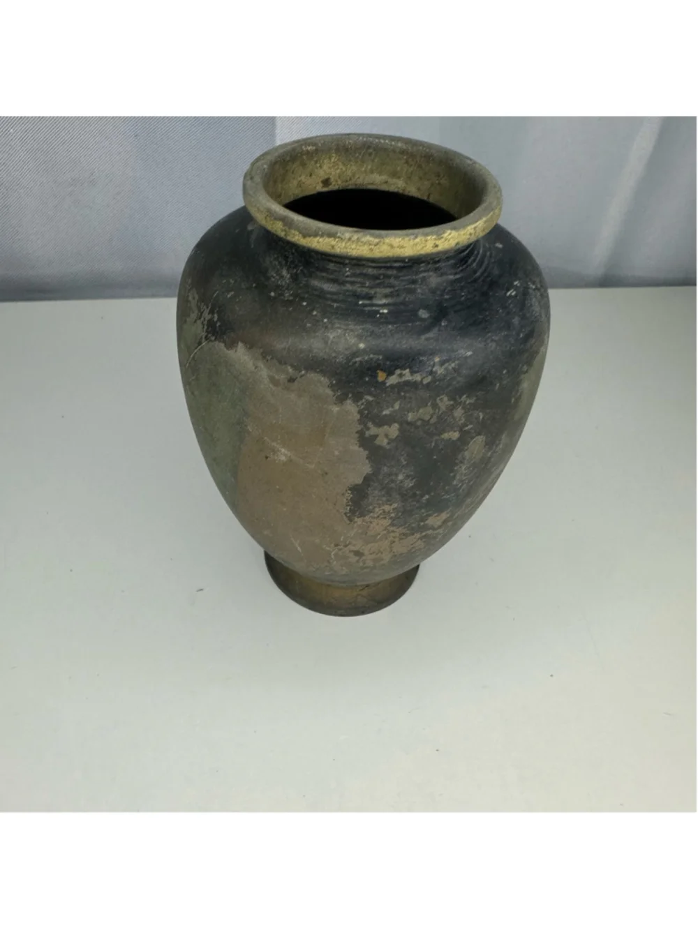 Vintage Bronze & Black Mountain Scene Mixed Metal Japanese Vase
